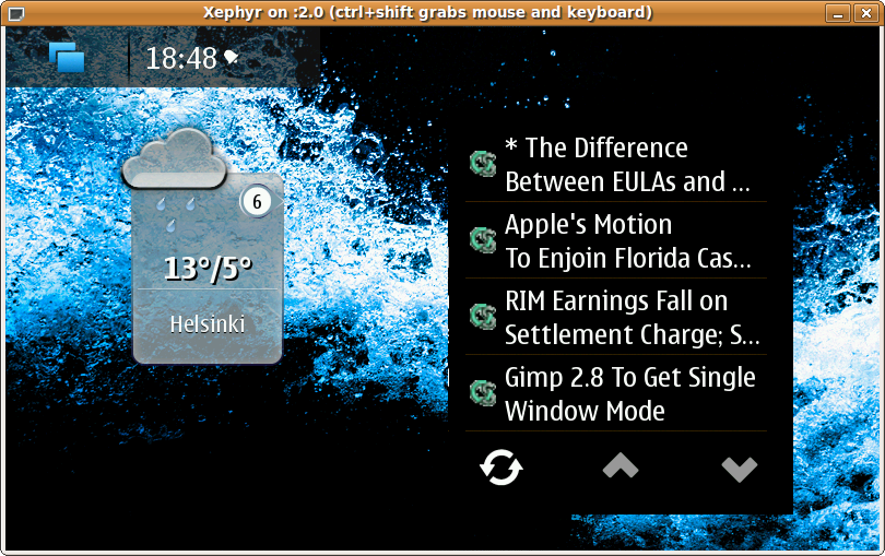 Screenshot of the N900 desktop