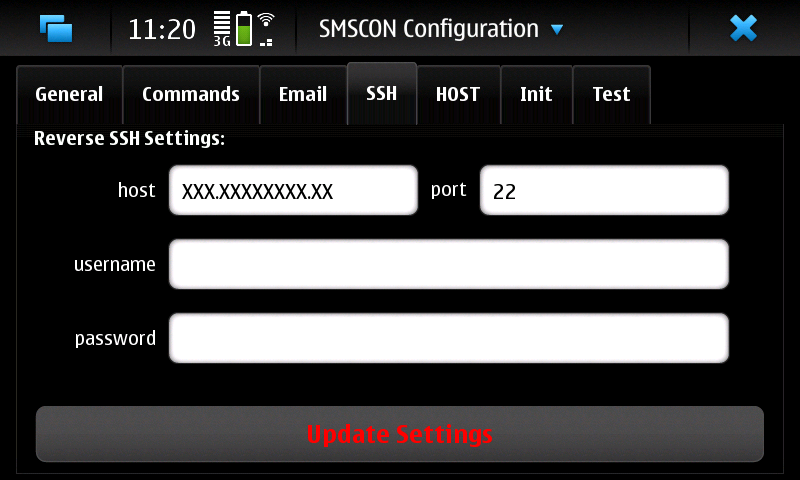 Reverse SSH configuration tab
