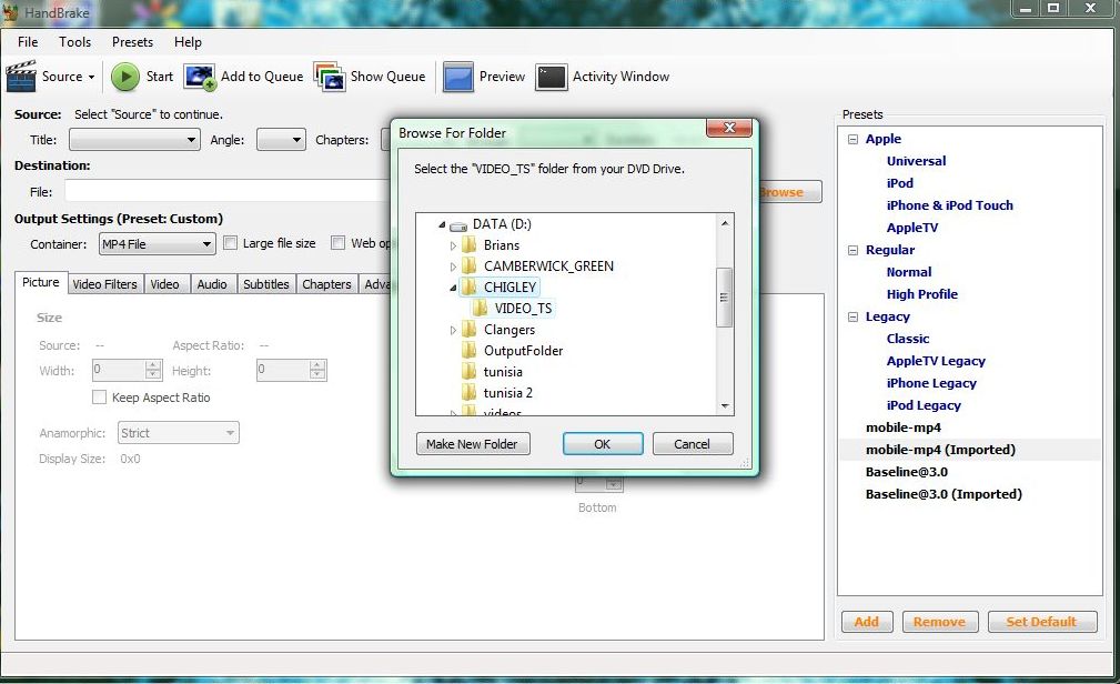 handbrake rip dvd presets