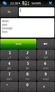 Screenshot of VertSMS message composition