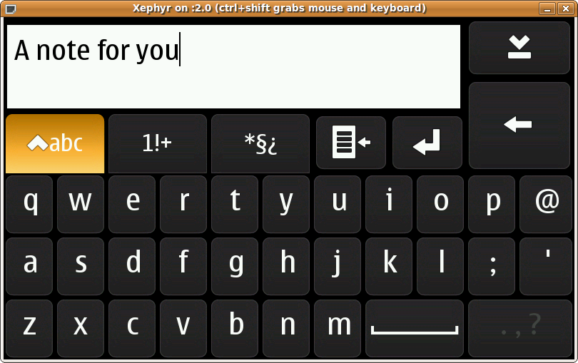 Screenshot of virtual keyboard
