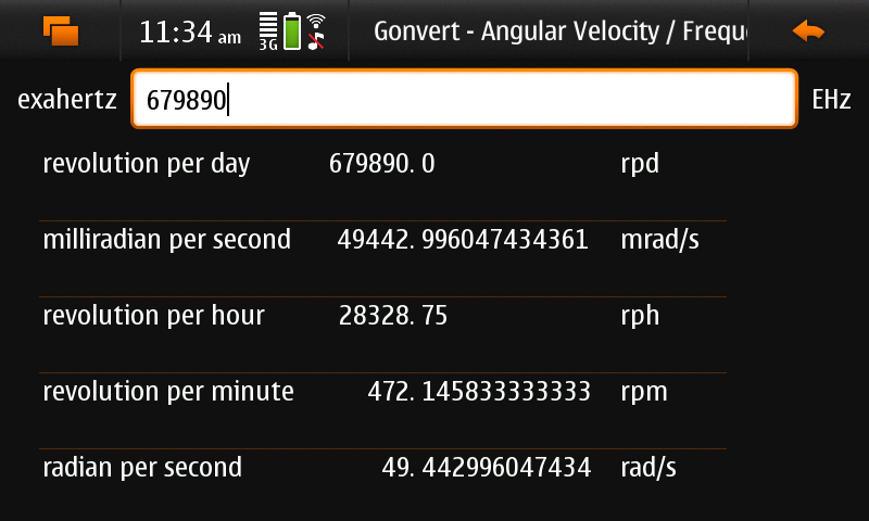 Screenshot of Gonvert showing ‘unit conversion’ view