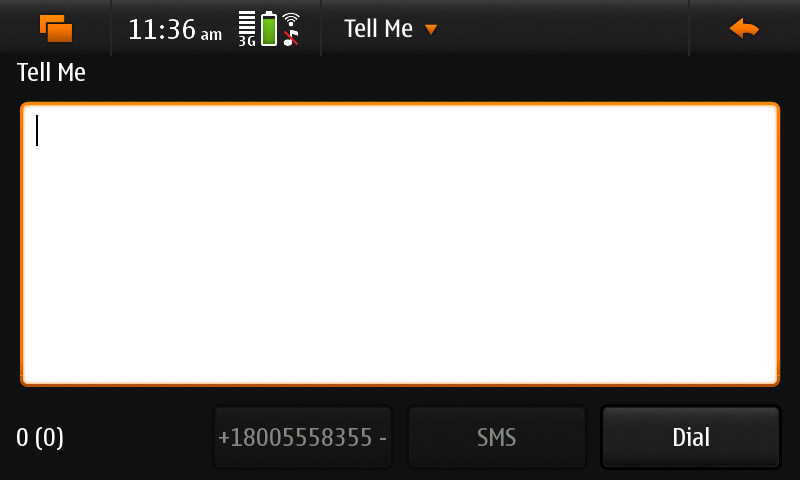 Screenshot of DialCentral showing ‘call’ view