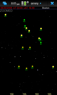 Screenshot of star clusters in Sagittarius