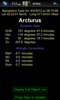 Screenshot of the Sextant Navigation Single Object Page