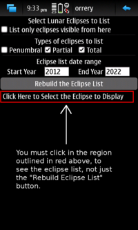 Selection page for Lunar Eclipses